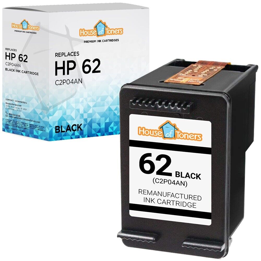 For HP 62 Black Ink Cartridge ENVY 5540 5544 5545 5549 5661 5663