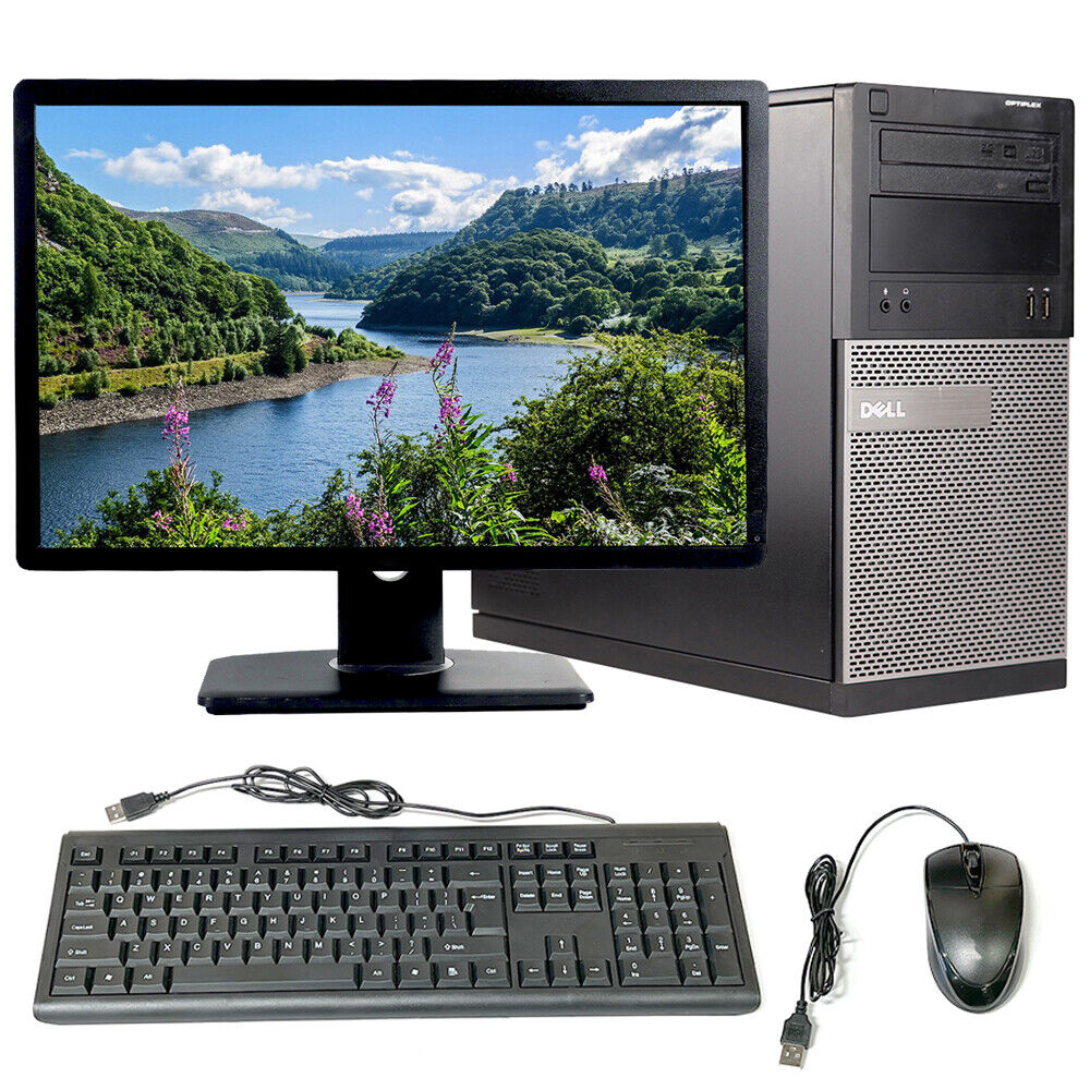 Dell Tower Desktop PC Intel Core i5 8GB RAM 256GB SSD 22in LCD Windows 10 Pro