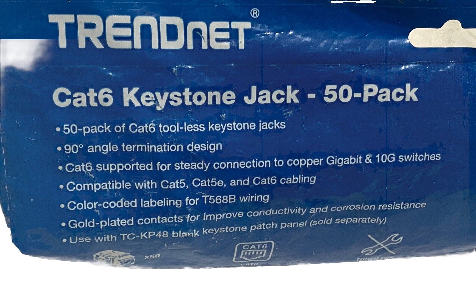 TRENDnet Kat6 Keystone Jack – 50er-Pack, 90° Winkelanschlussdesign, Farbcodierte