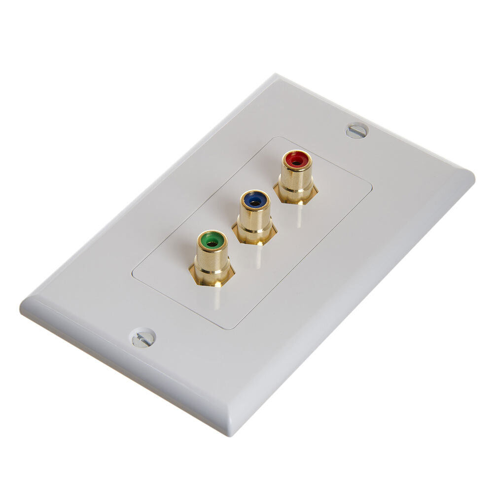 3RCA Wall Plate 3xRCA RGB Component Video Faceplate Compatible Composite + 2RCA