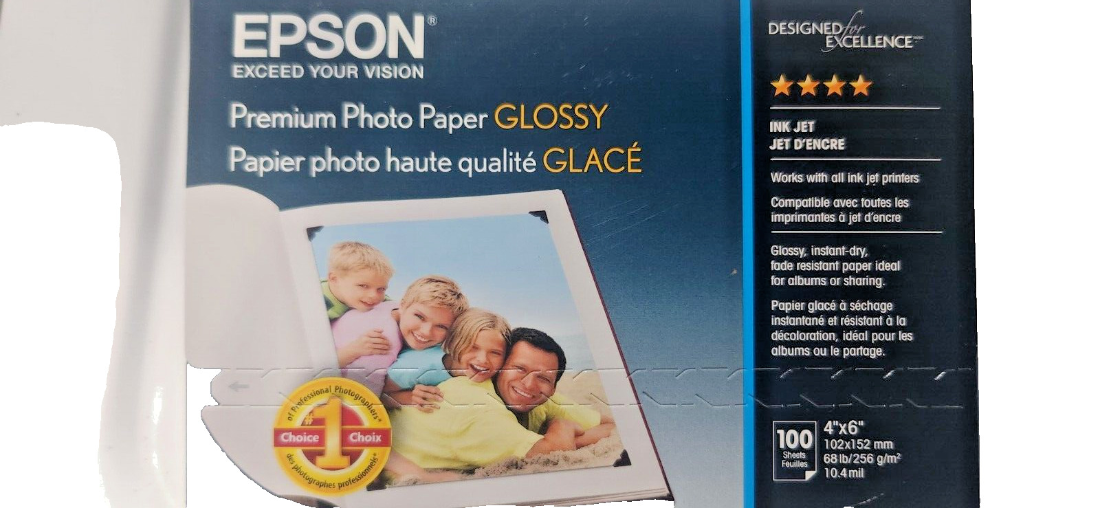 Espon  Premium photo paper  box of 8,  4×6, 100 count. 5 individual pkg Glossy
