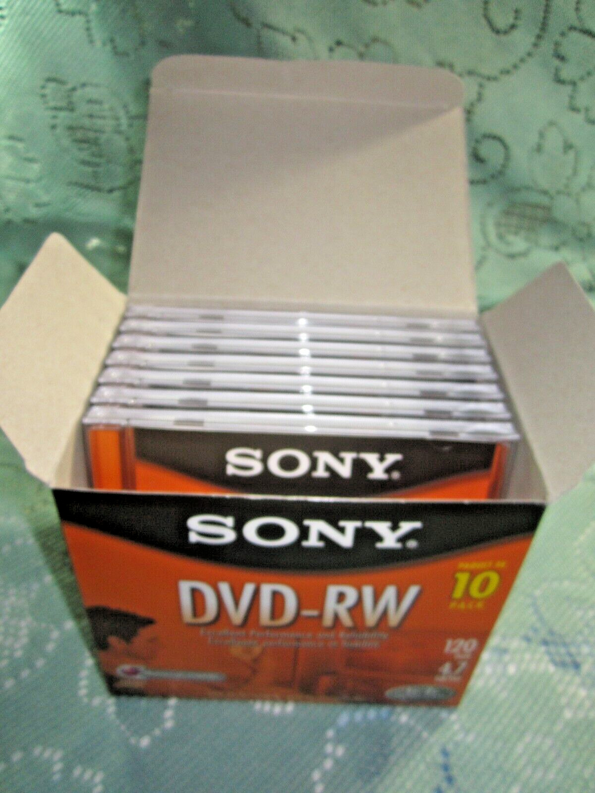 Sony DVD-RW Recordable DVD 4.7GB 120 Min Open Box 7 Packs With Cases New