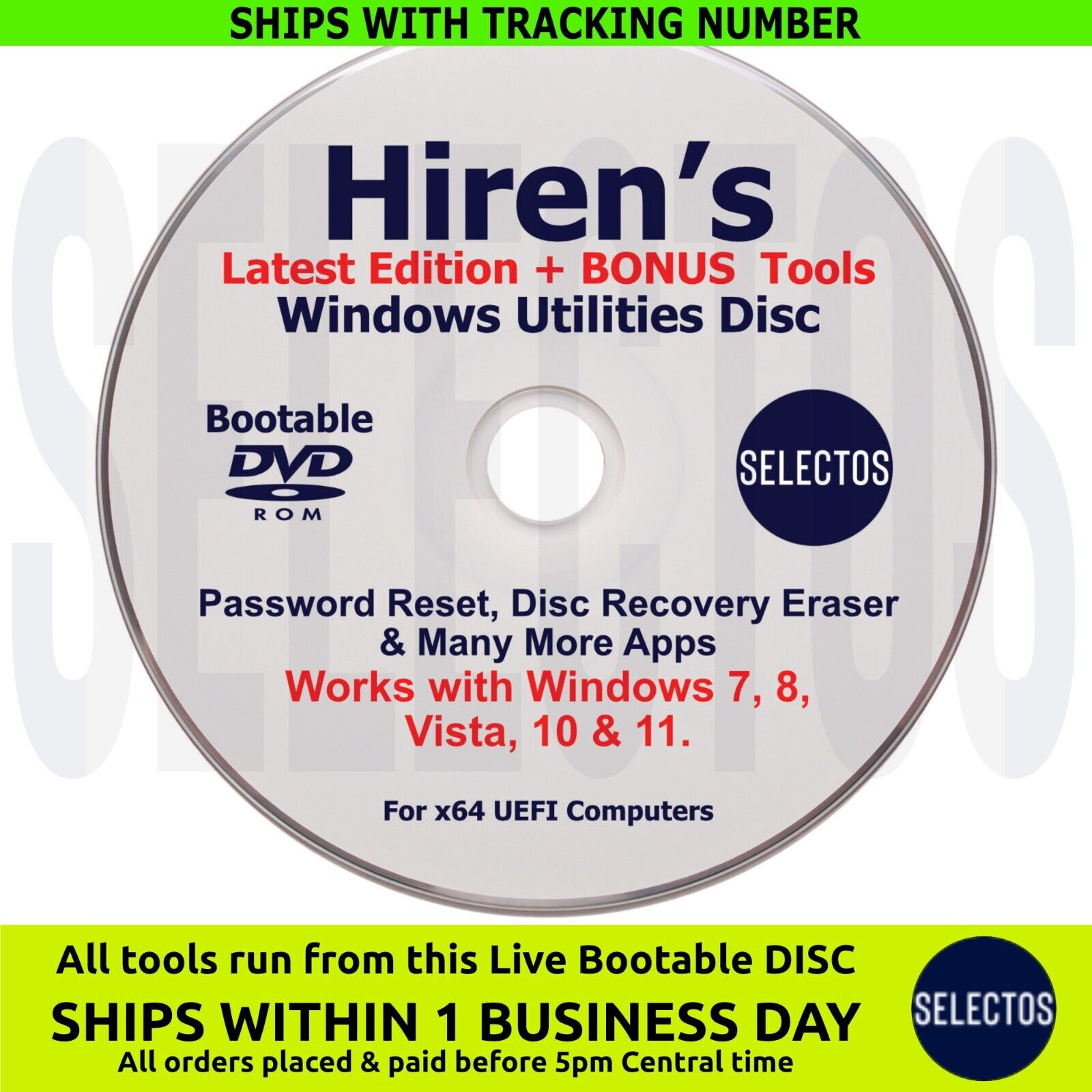 Hiren's Boot CD PC Utilities Disc Password Reset Disk Recovery &More +Apps List