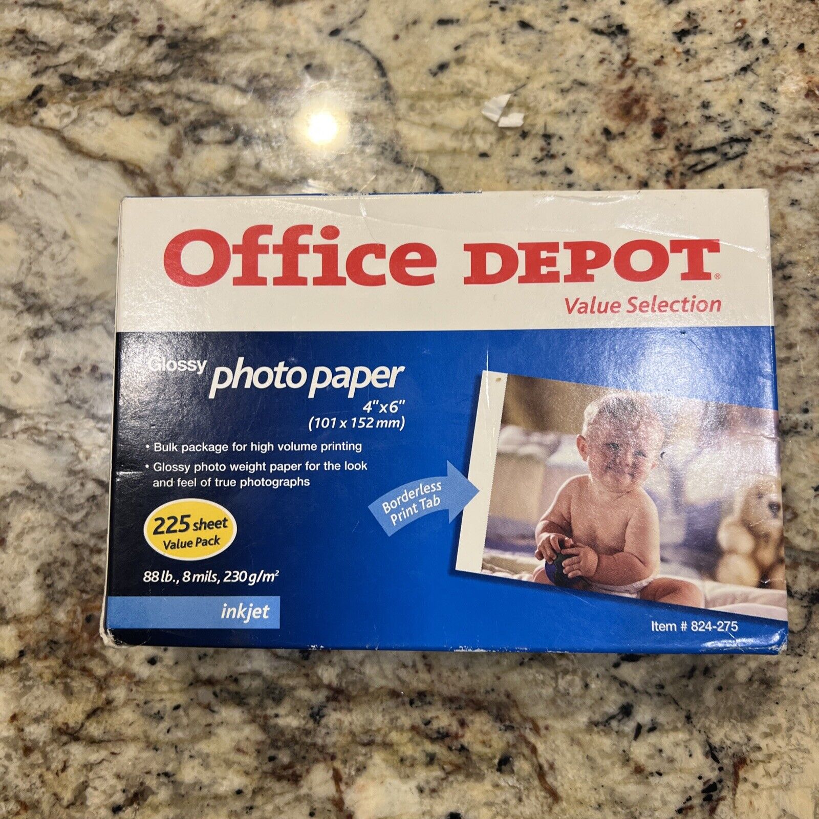 Office Depot Glossy Value Select Photo Paper 225 4X6 Sheets Inkjet New 8mm Thick