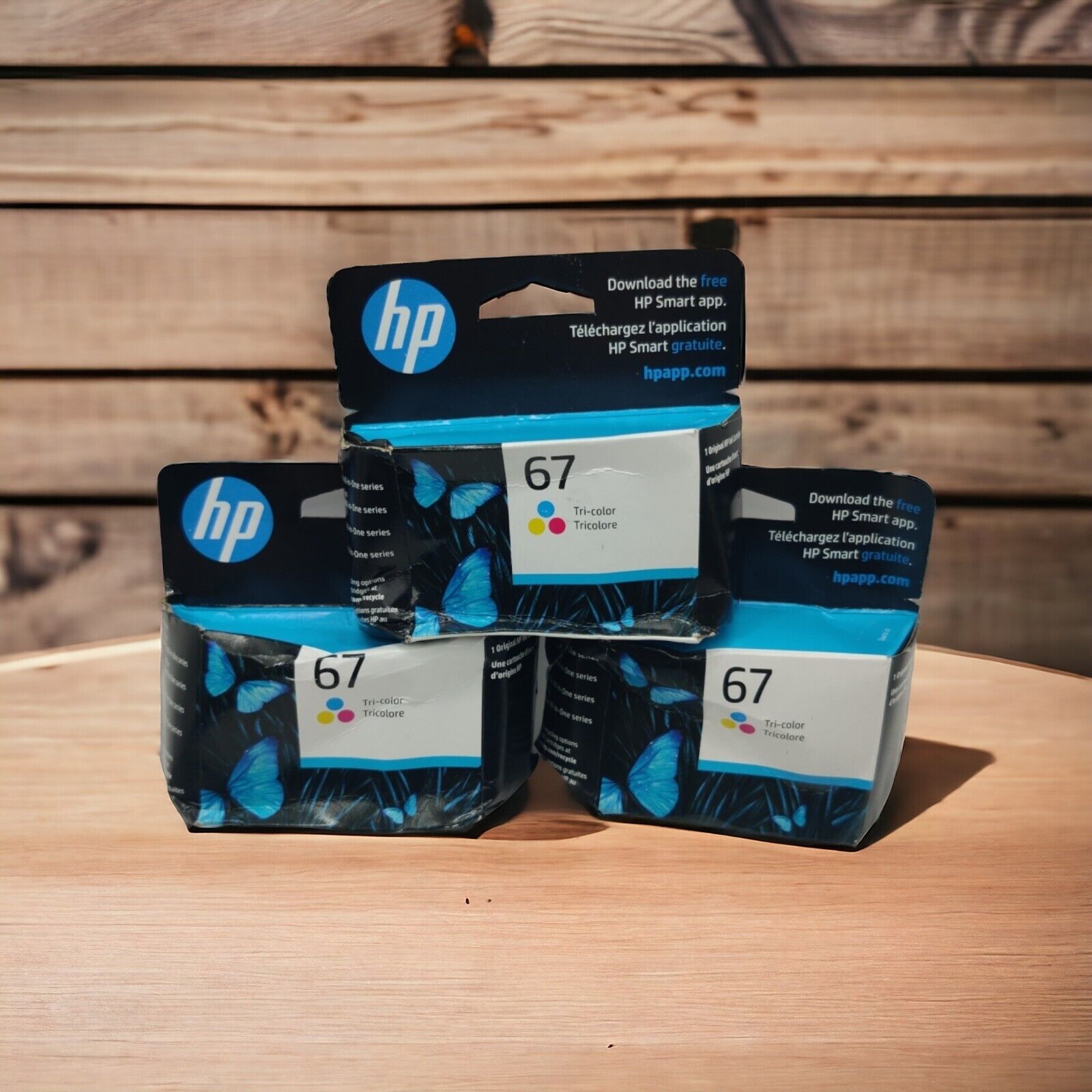 3x HP 67 Tri-color Original Ink Cartridges Genuine OEM Stressed Boxes EXP 2025