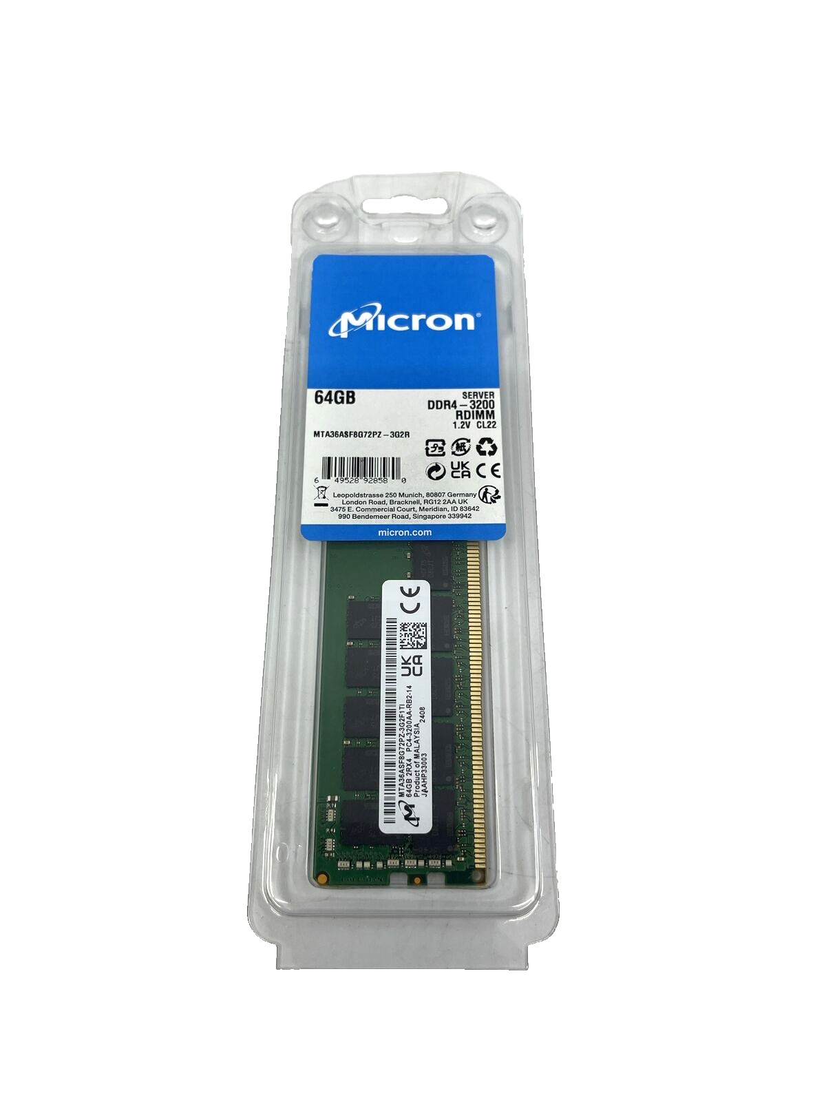 Micron 64GB DDR4-3200 RDIMM REG MTA36ASF8G72PZ-3G2 3G2E1 3G2B2 Server Memory RAM