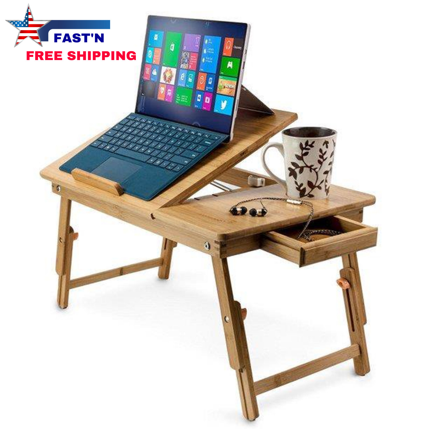 Nature Bamboo Folding Laptop Computer Notebook Table Bed Desk Tray Stand