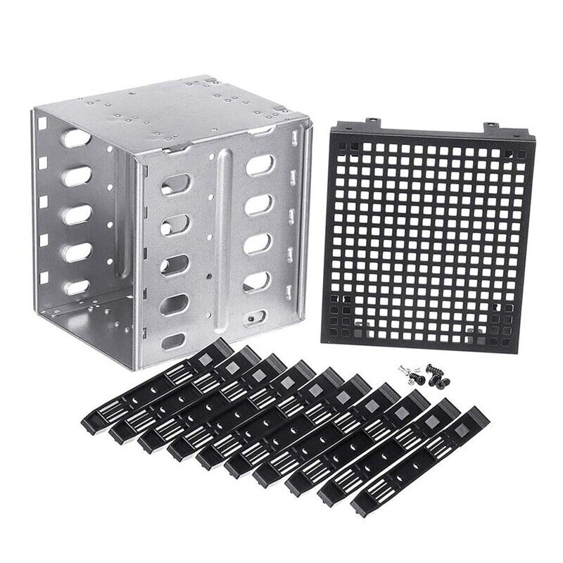 1X(5.25 Inch to 5 x 3.5 Inch SATA HDD Cage Rack Hard Drive Disk Enclosure6966