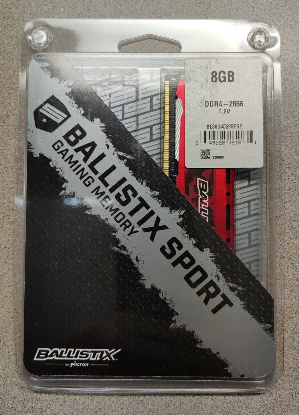 Crucial Ballistix Sport 2666 MHz DDR4 RAM Desktop Gaming Memory Single 8GB - Red