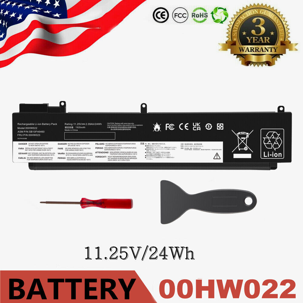 Genuine 00HW022 00HW023 24Wh Battery For Lenovo ThinkPad T460s T470s Series