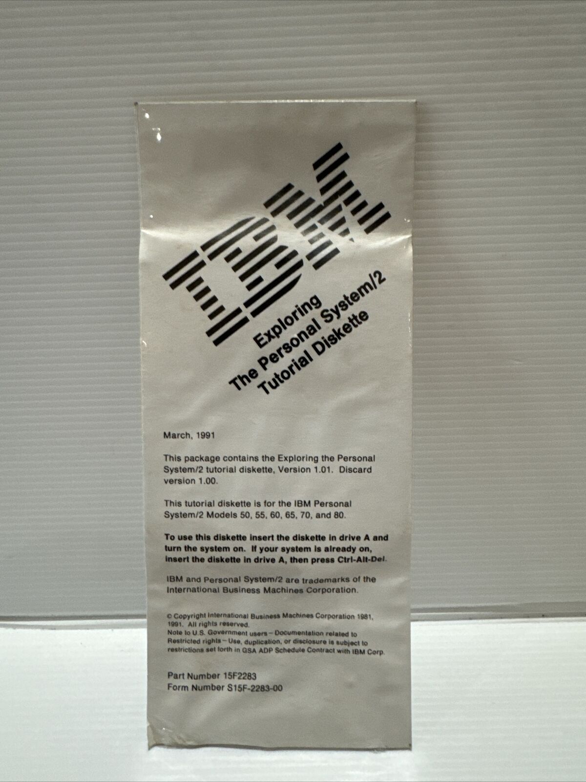 IBM Exploring The Personal System/2 Tutorial Diskette March 1991 V1.01 PS/2 New