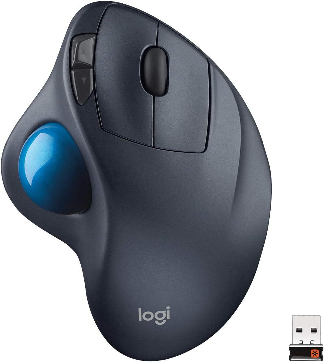 Logitech M570 Wireless Trackball Mouse Ergonomic Design  Dark Gray