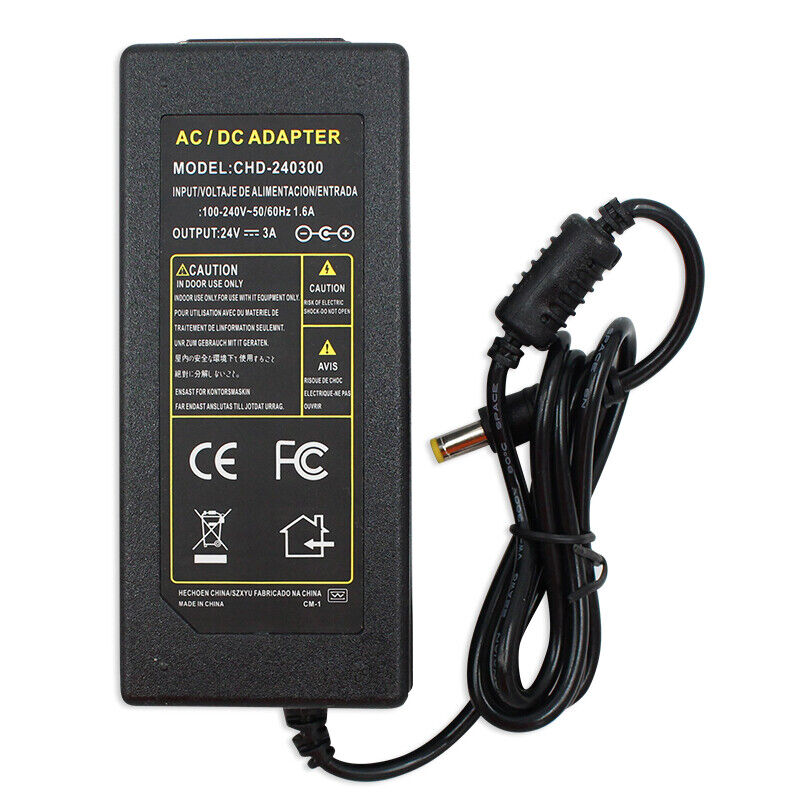 24 Volt 3 Amp (24V 3A) 72W AC Adapter Charger Power Supply FOR Ceiling Speaker