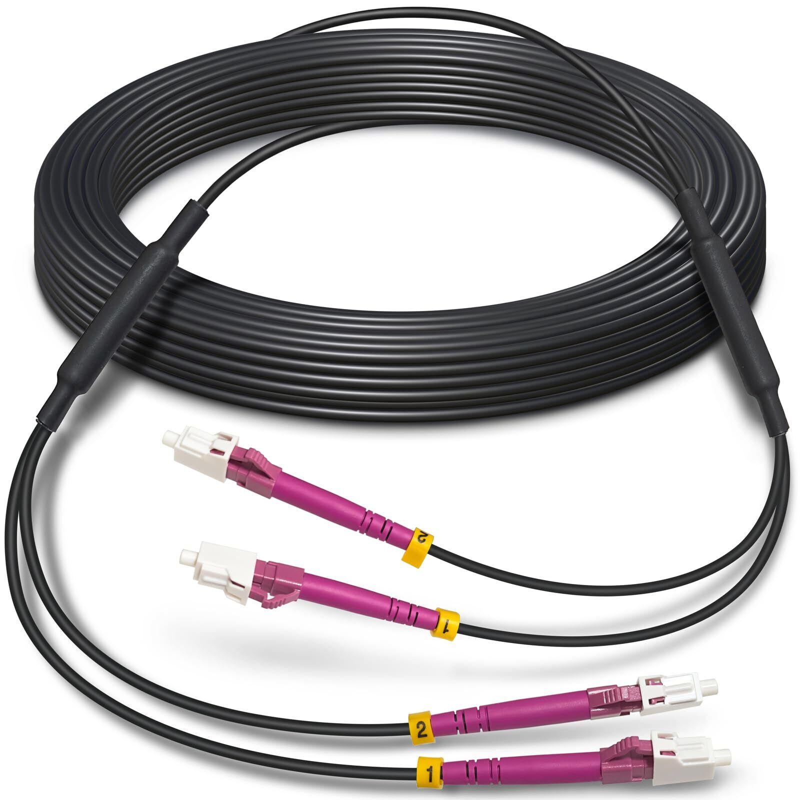 50 Feet (15 Meters) Armored OM4 LC to LC Fiber Patch Cables, 10gb/40gb/100gb ...