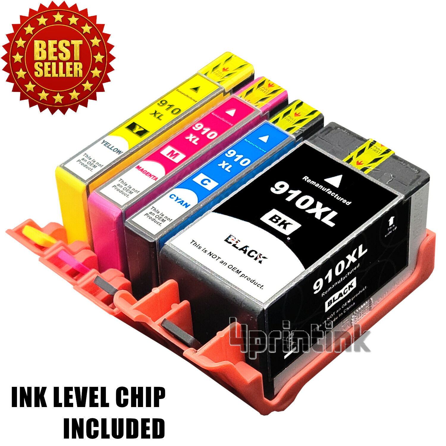 4 Pk 910XL Ink Cartridges for HP 910 OfficeJet Pro 8010 8020 8021 8022 8028 8035
