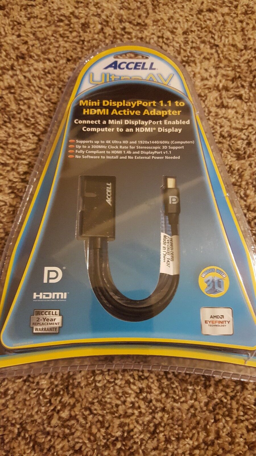 Accell Mini DisplayPort 1.1 to HDMI Active Adapter Video Audi - New in Open Box