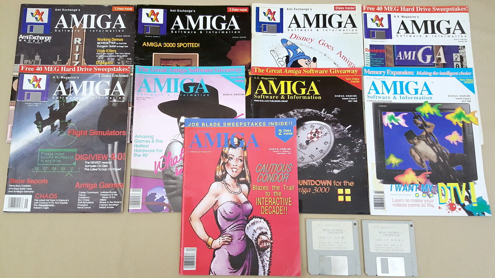 (9) AX Ami Exchange Amiga Software & Information Magazines for Commodore Amiga