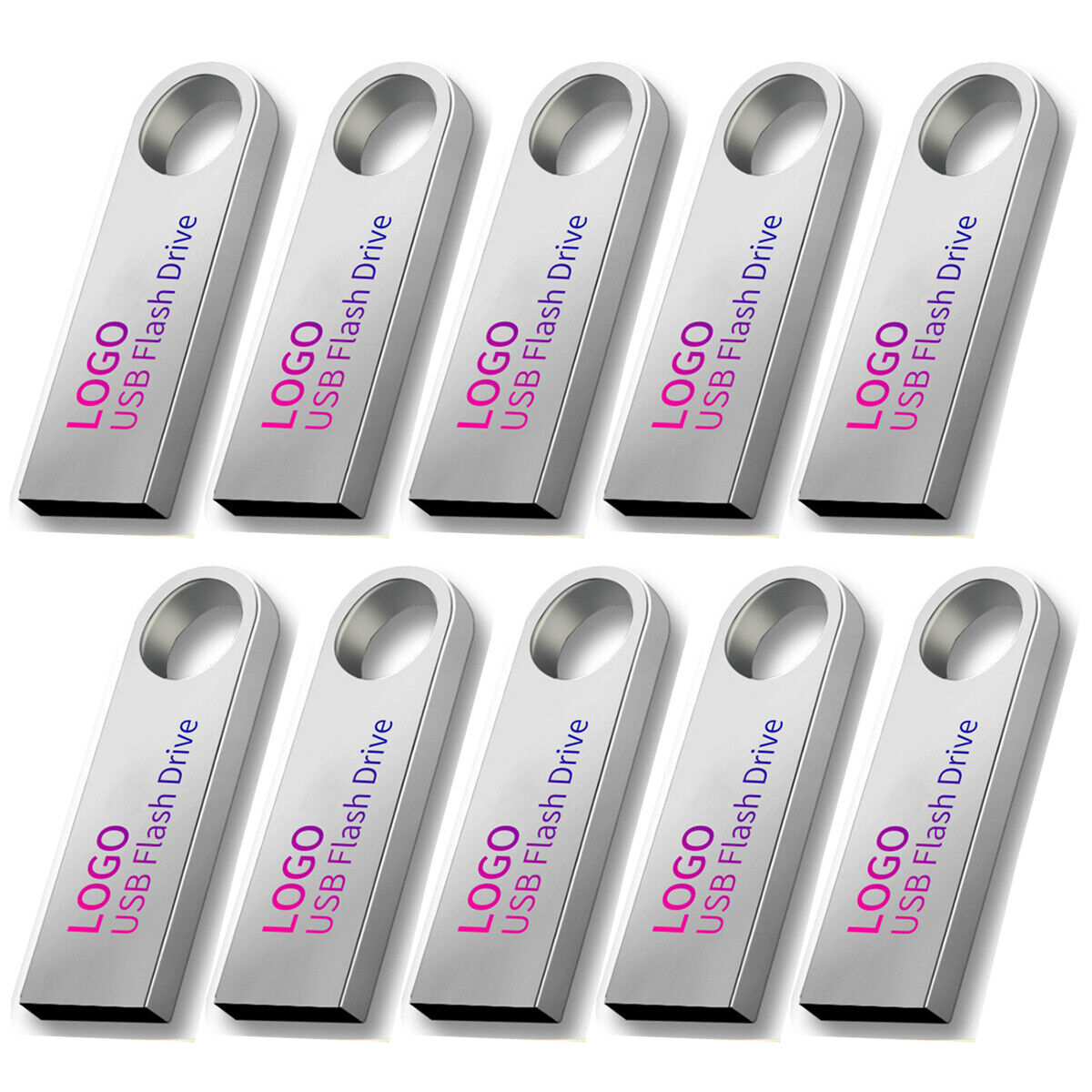 Lot 10PCS 1/2/4/8/16GB Metal USB Flash Drive Memory U Stick Storage Custom Logo