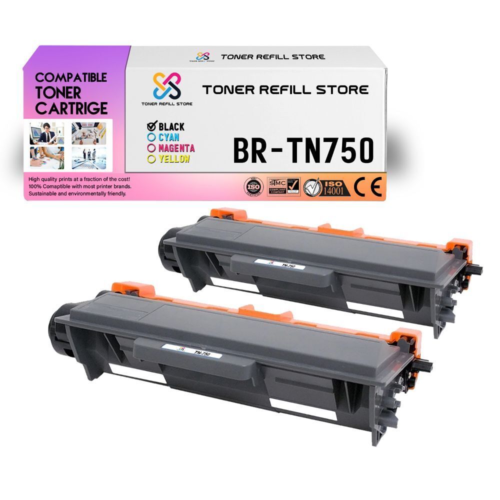2Pk TRS TN750 Black Compatible for Brother HL5440D 5450DN Toner Cartridge
