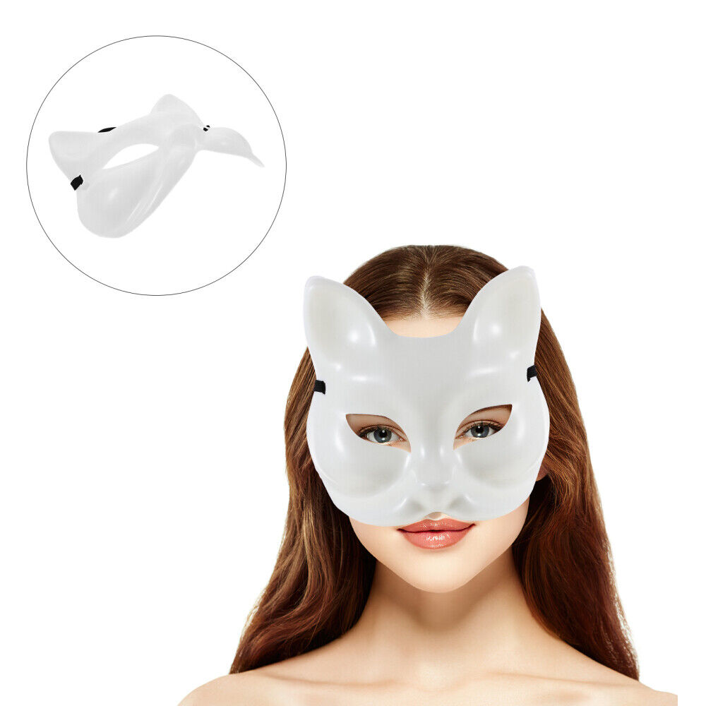  4 Pcs White Cat Masks Blank Halloween Decor The Crafts Facial Man