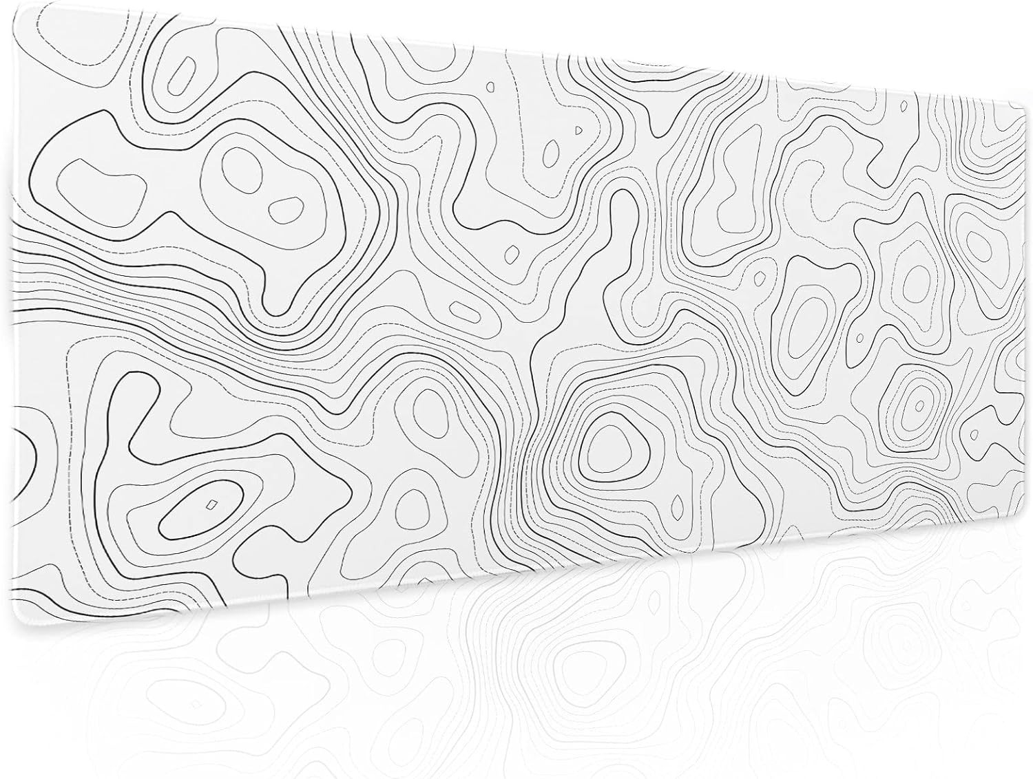 Topographic Map Large Mouse Pad XL White Lines Contour Geographic Extended Large
