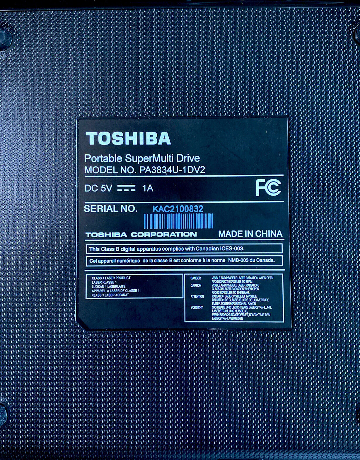 Toshiba PA3834U-1DV2- USB 2.0 Portable DVD SuperMulti Drive