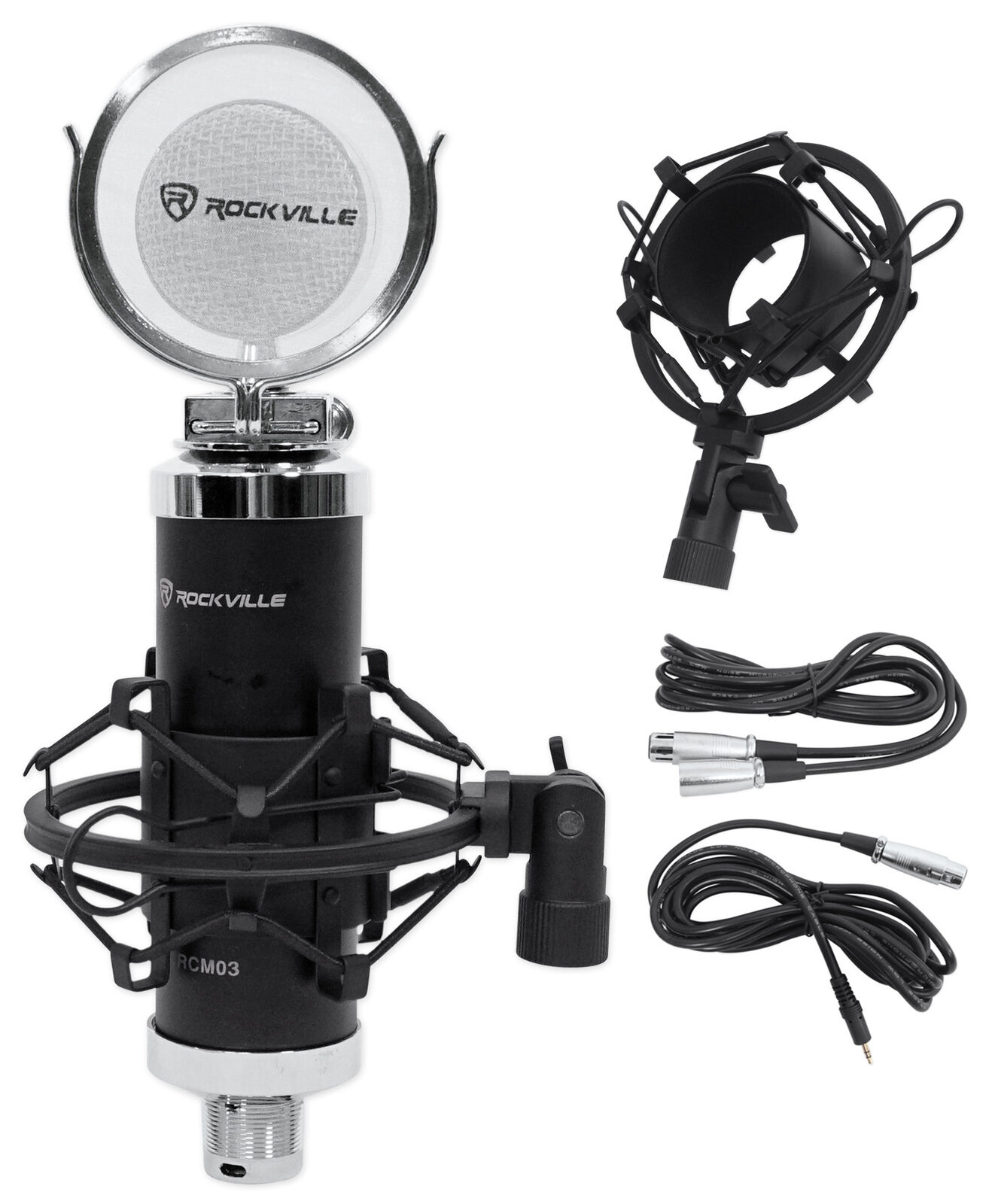 Rockville RCM03 Pro Recording Condenser Podcasting Podcast Microphone Mic