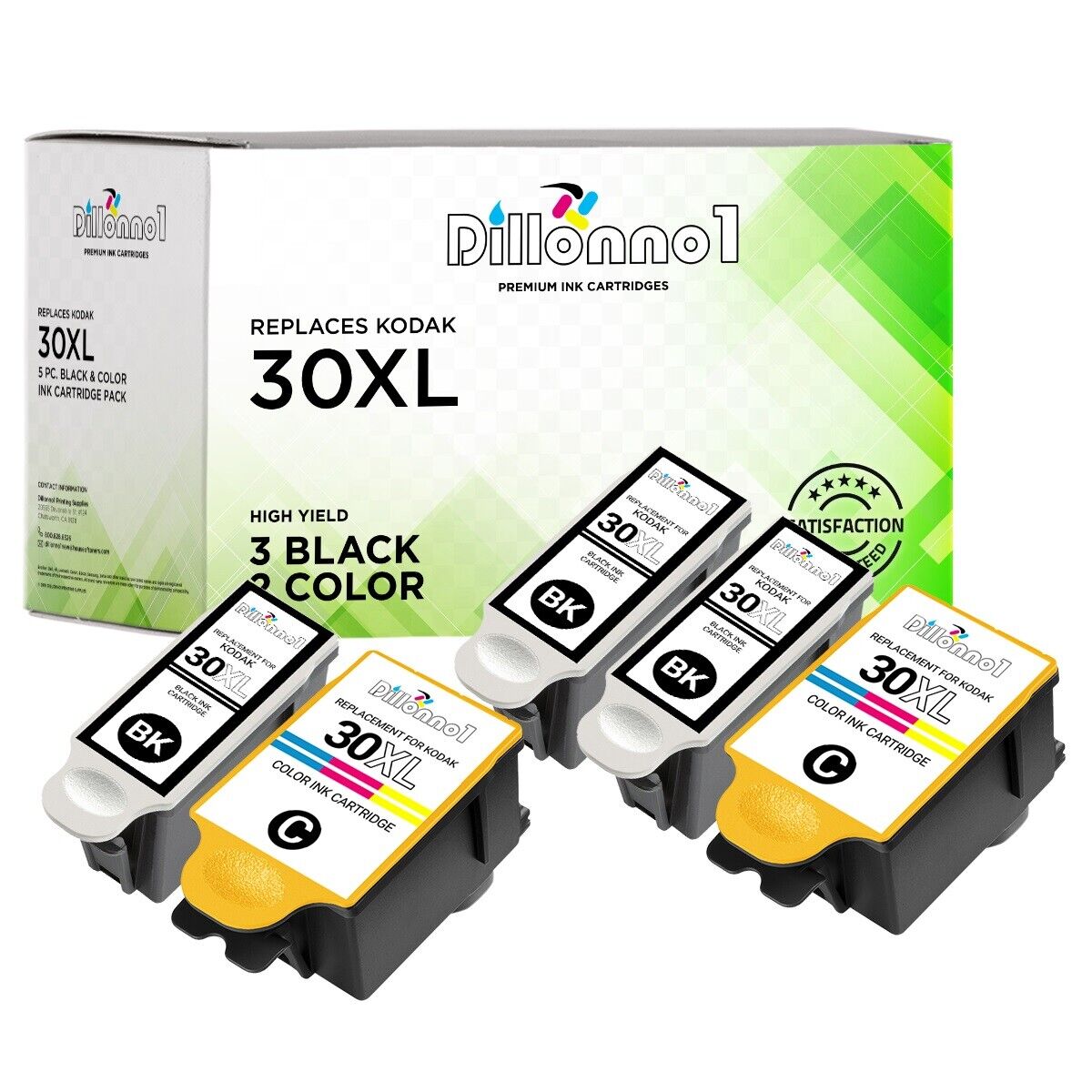 5 Pack For Kodak 30XL Black & Color Ink Cartridges 1341080 1550532 30 XL