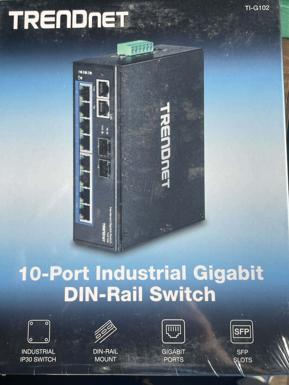 TRENDnet TI-PG102 10-Port Hardened Industrial Gigabit PoE+ 240W DIN-Rail Switch