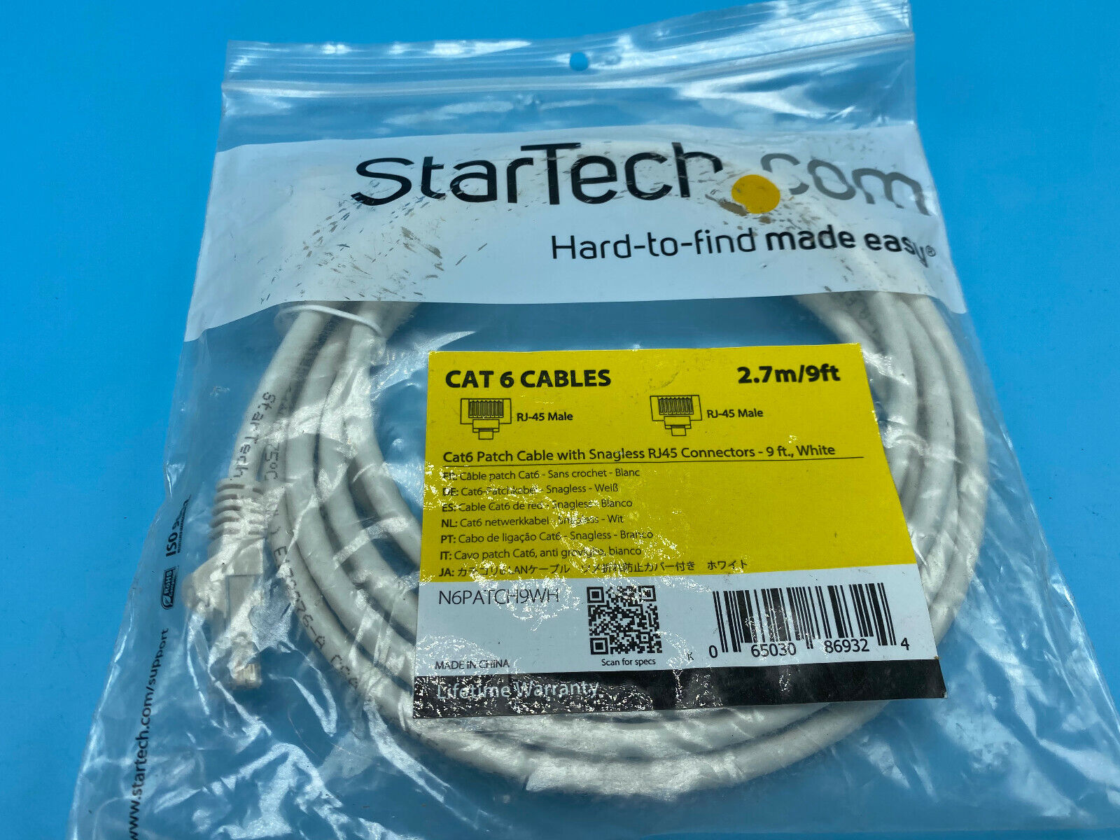 STARTECH.COM N6PATCH9WH 9FT CAT6 WHITE SNAGLESS