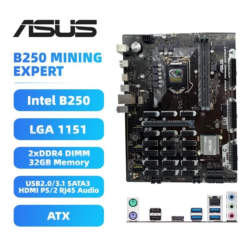 ASUS B250 MINING EXPERT Motherboard Intel B250 LGA1151 DDR4 SATA3 HDMI PS/2+BOX
