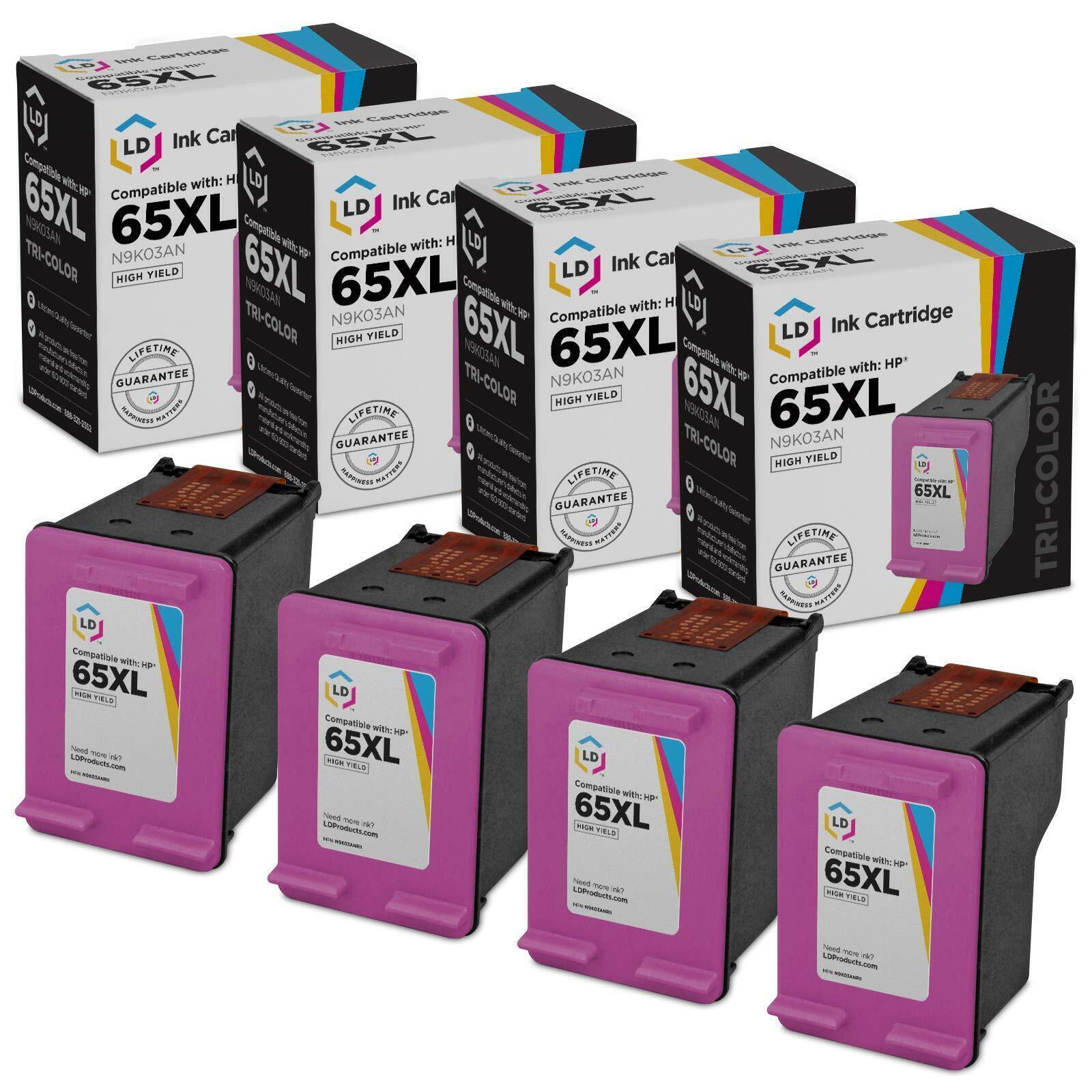 LD Remanufactured Replacements Fits for HP 65XL N9K03AN HY Color Inkjet 4-Pack