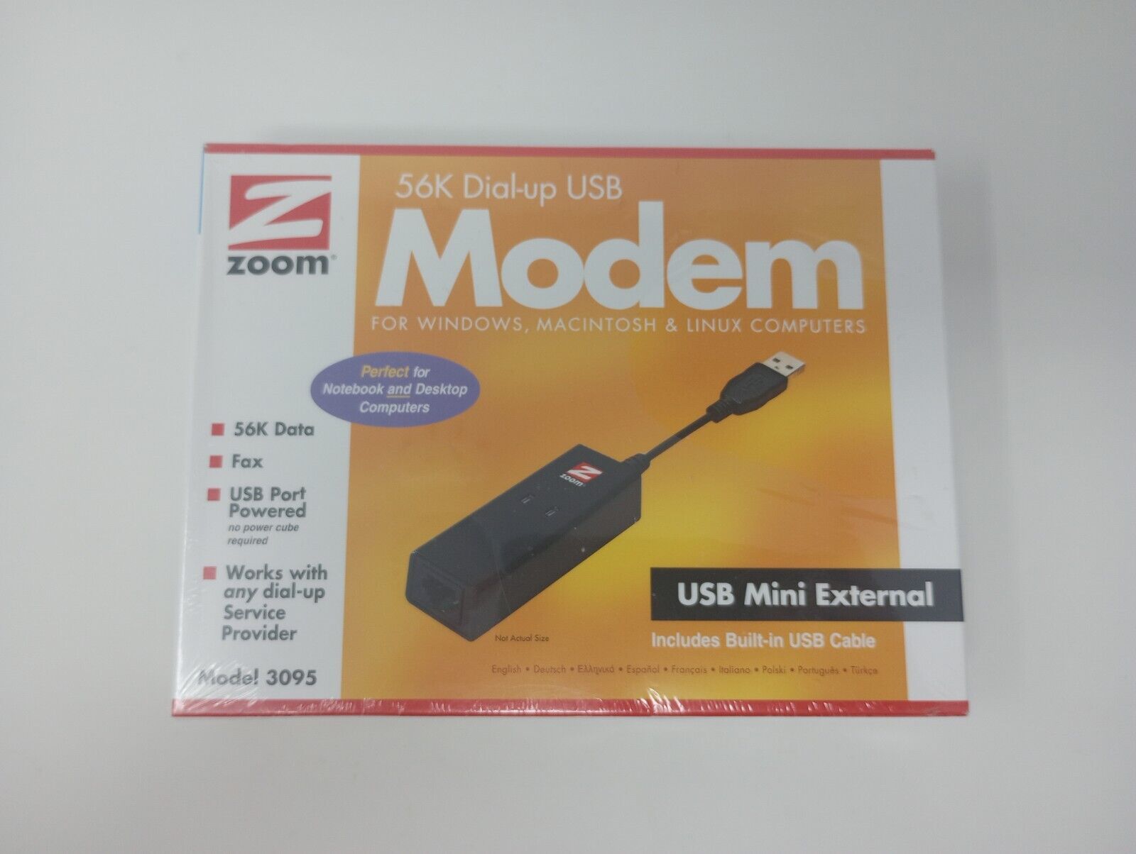 Zoom 56K Dial-up USB Modem for Windows, Macintosh, & Linux Model 3095 Brand NEW 