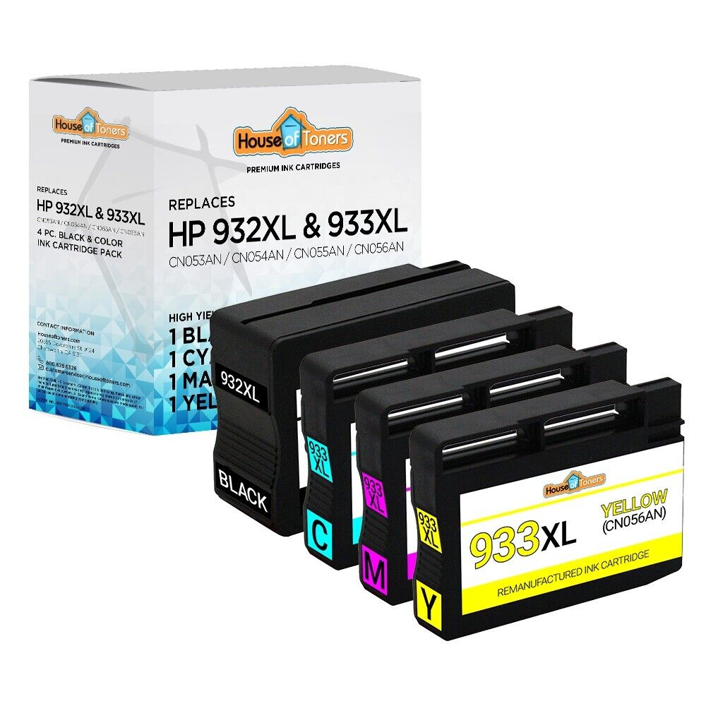4pk 932XL 933XL Inkjet Cartridges for HP Officejet 6100 6100e 6600 Printer