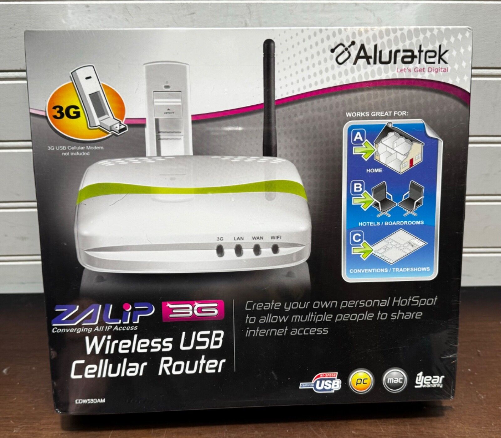 NEW Aluratek 3G  Wireless USB Cellular Router-CDW530AM (factory sealed)