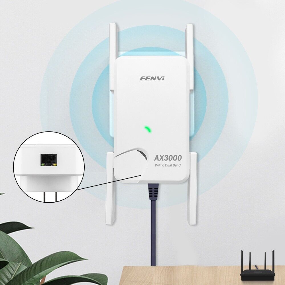 WiFi 6 AX3000 Dual Band Gigabit Range Network Repeater Extender Booster US Plug