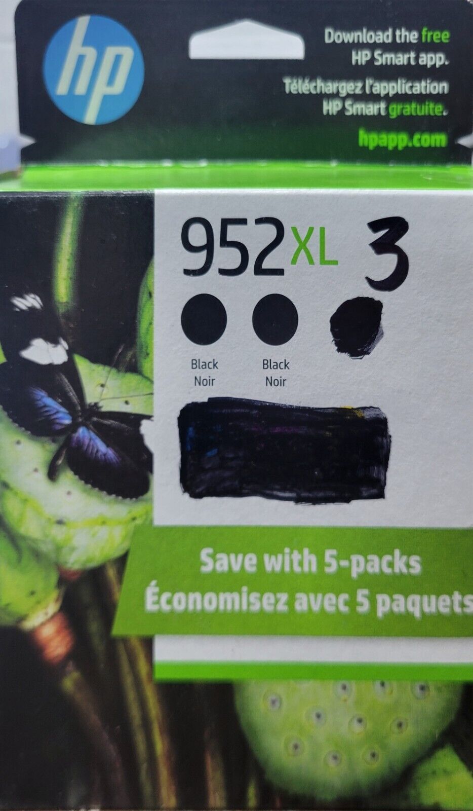 1 Lot Of 3, HP 952XL (F6U19AN) Genuine Black Ink Cartridge