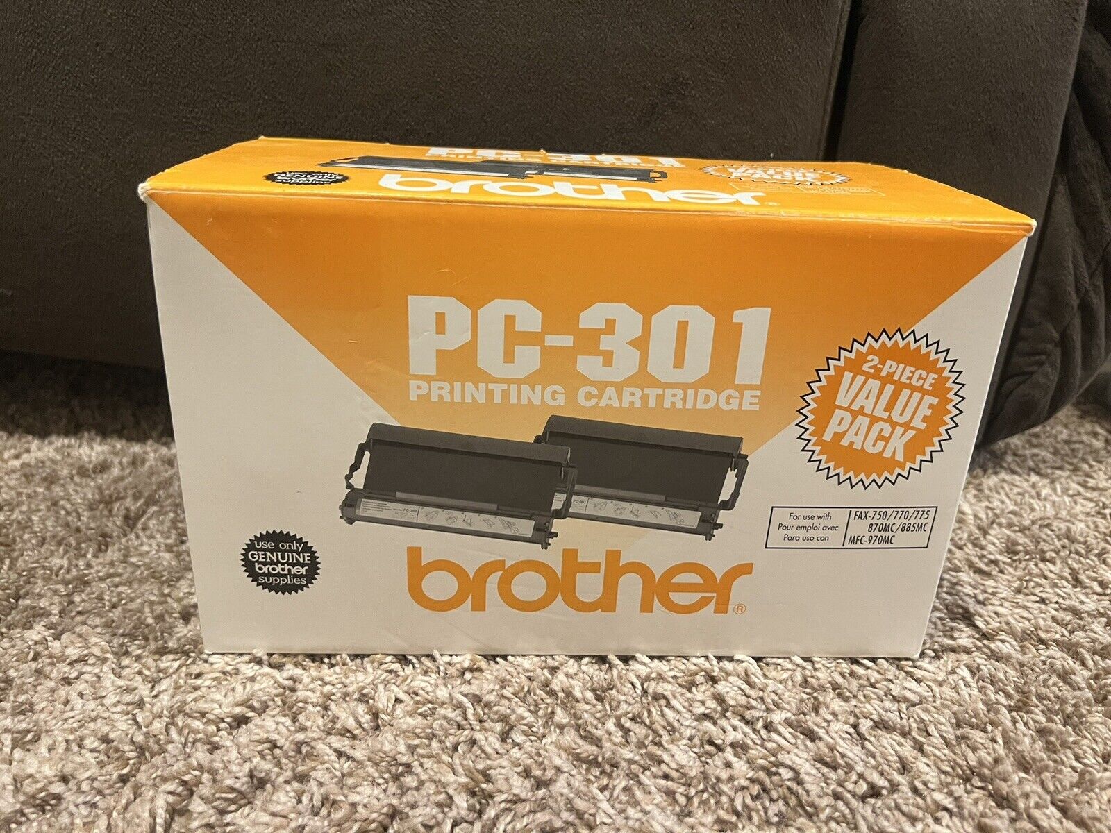 Brother Toner PC-301 PC301 Printing Cartridge Genuine New in Box. ONLY 1 Cartrid