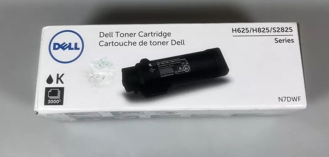 Dell N7DWF Black Original Toner Cartridge for H625/H825/S2825 Series Unused New