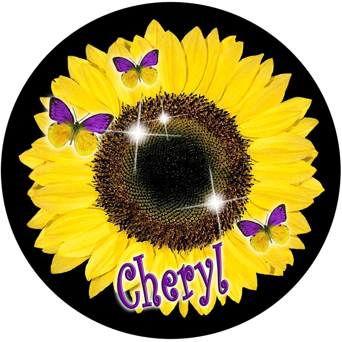 Sunflower Butterflies Round Mouse Pad Personalize Gifts Ladies Girls Flowers New