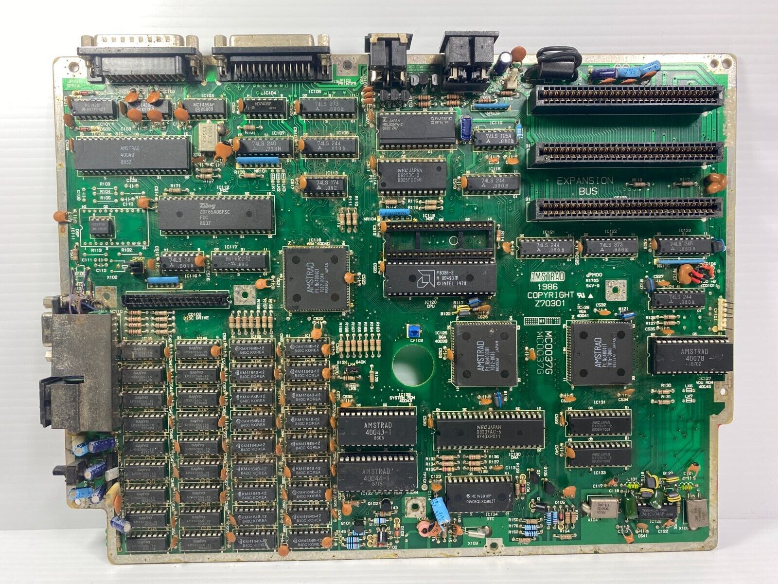 1986 Amstrad 8086 PC1512 XT/PC Motherboard For Parts MC0037G w/RAM & CPU