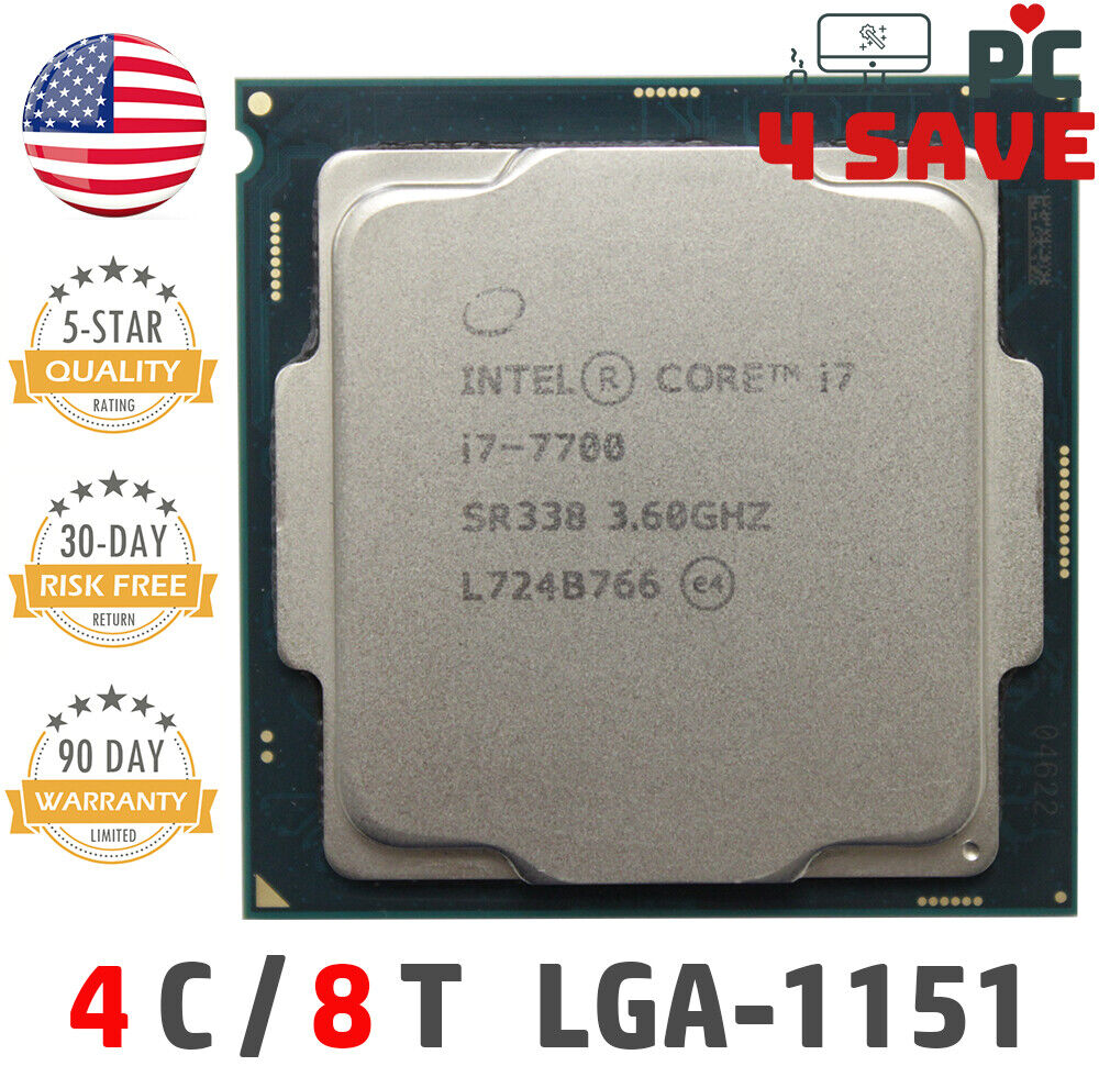 Intel 7th Gen Core i7-7700 SR338 3.60GHz (Turbo 4.20GHz) 4-Core LGA-1151 PC CPU