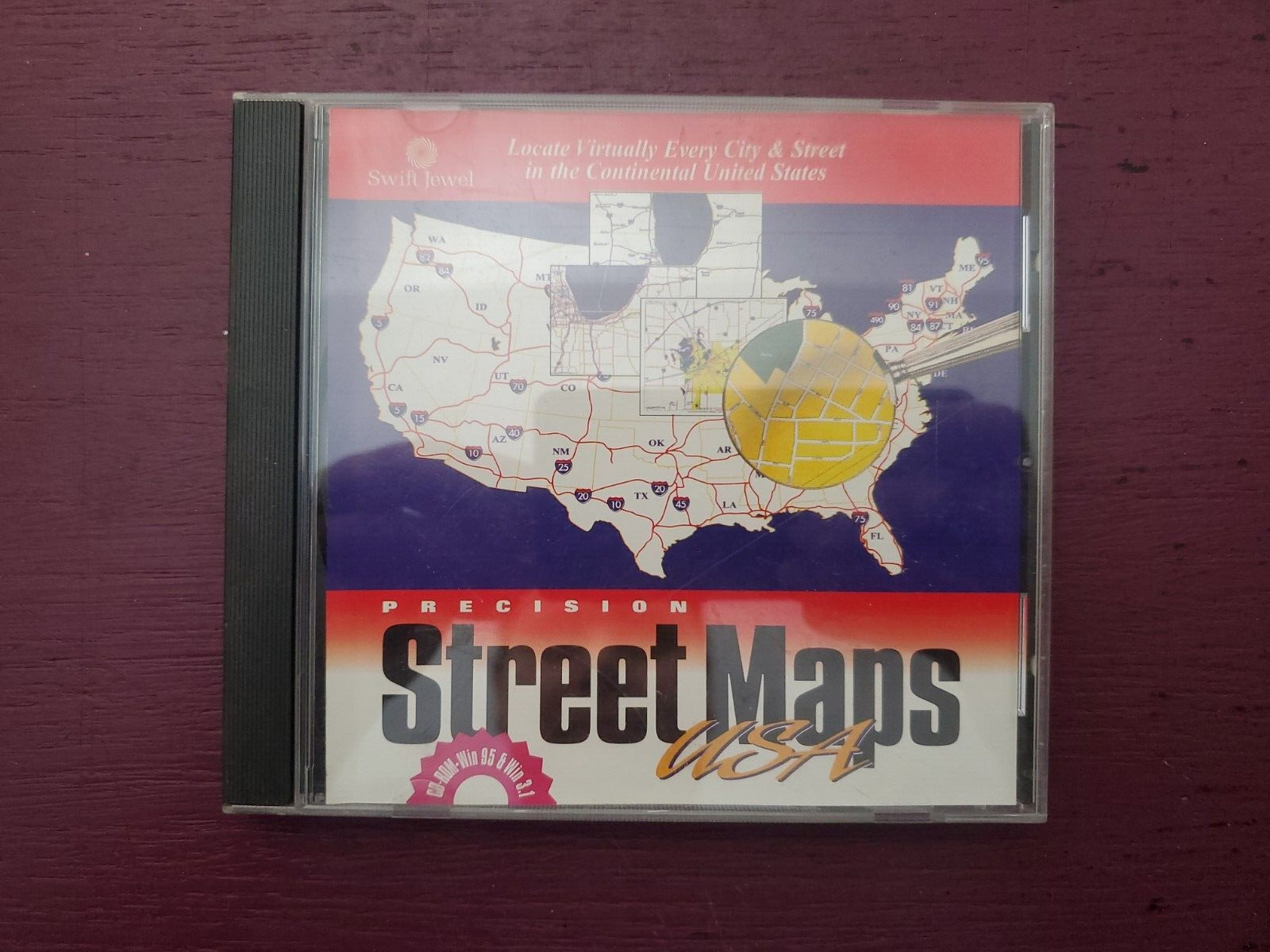 Swift Jewel - Precision Street Maps USA (PC CD ROM, 1997) Windows 95 & 3.1