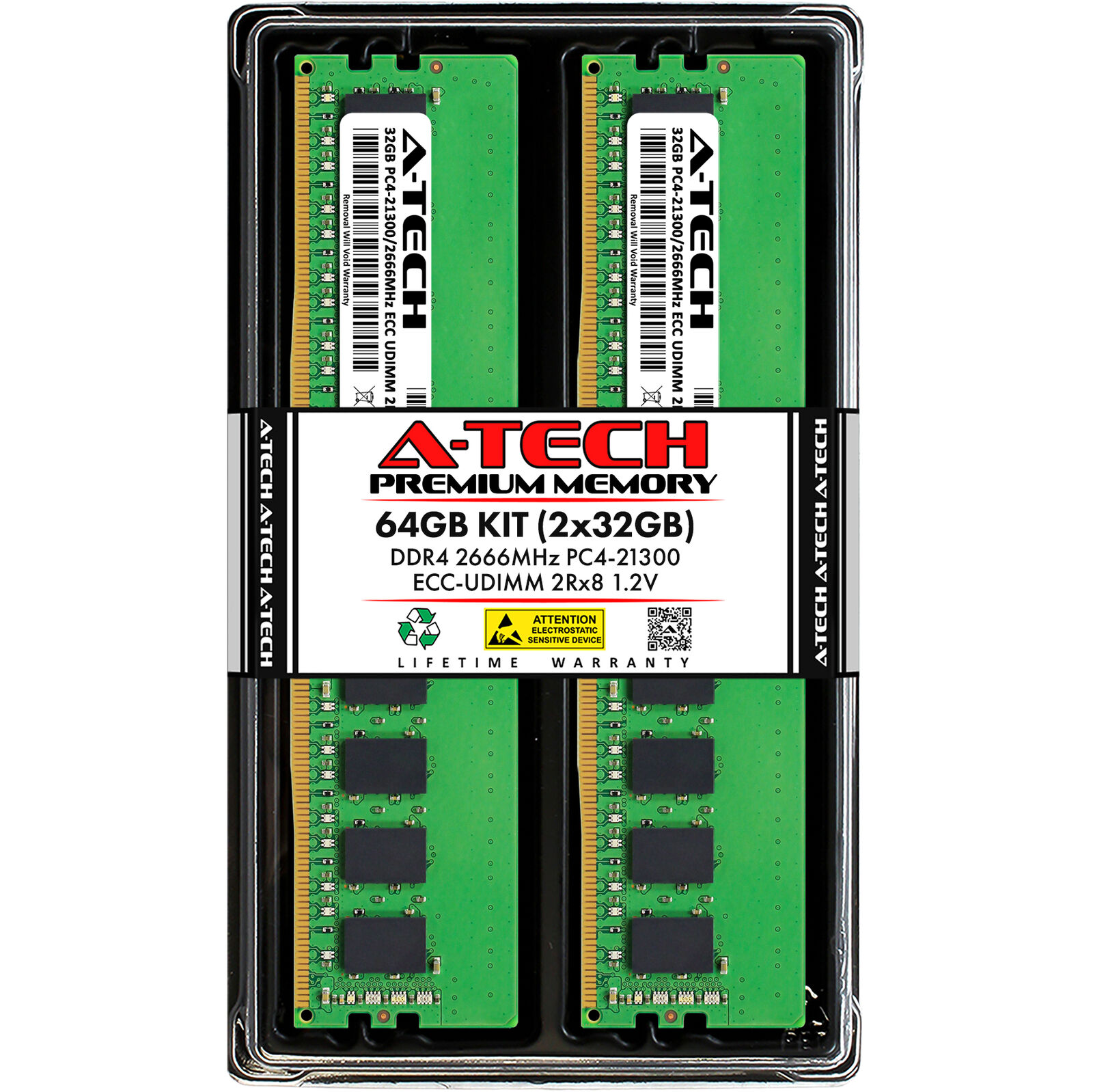64GB 2x 32GB PC4-2666 ECC UDIMM ASUS RS300-E10-PS4 Memory RAM