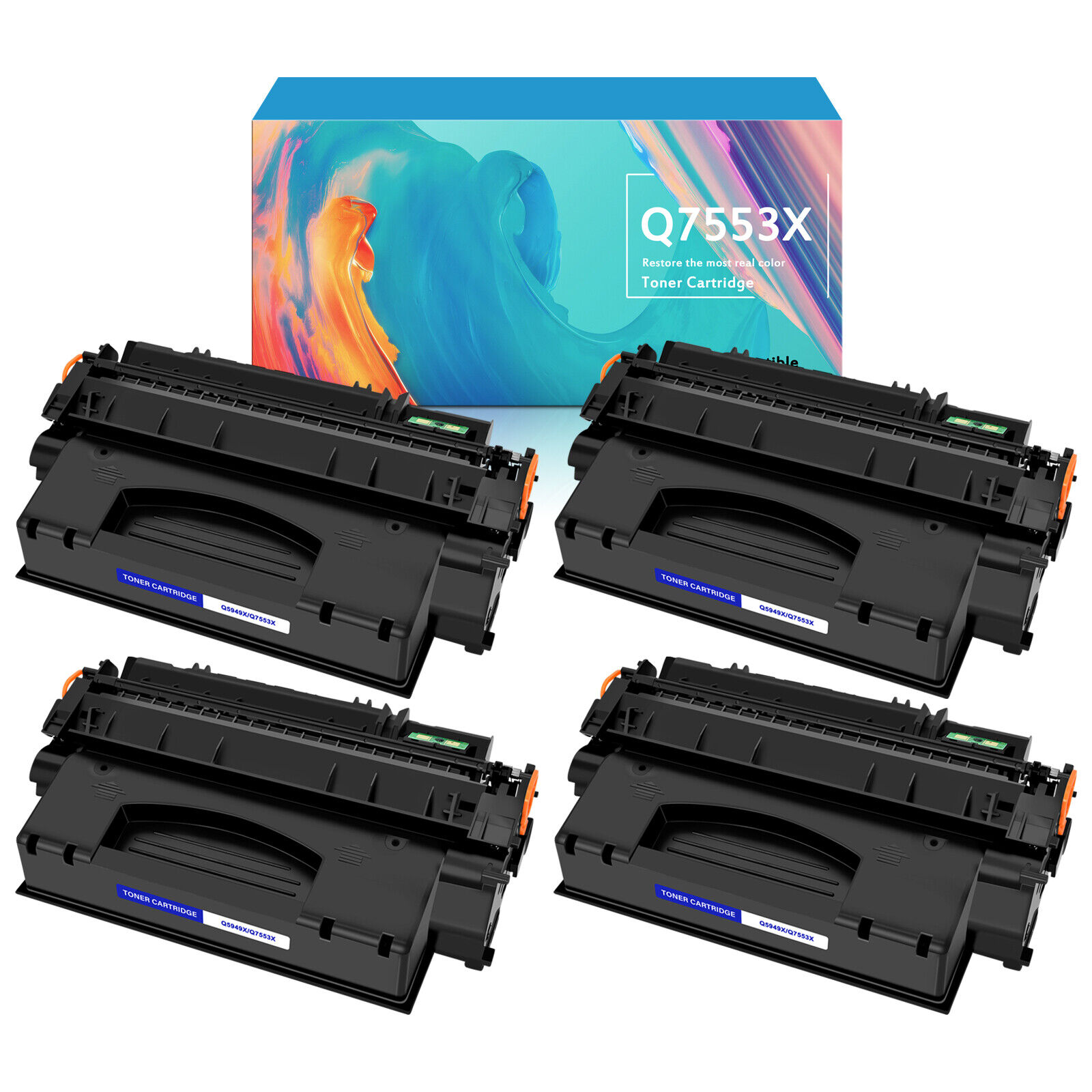 4PK Q7553X 53X Toner Cartridge for HP LaserJet P2015d P2015dn P2015x M2727 MFP