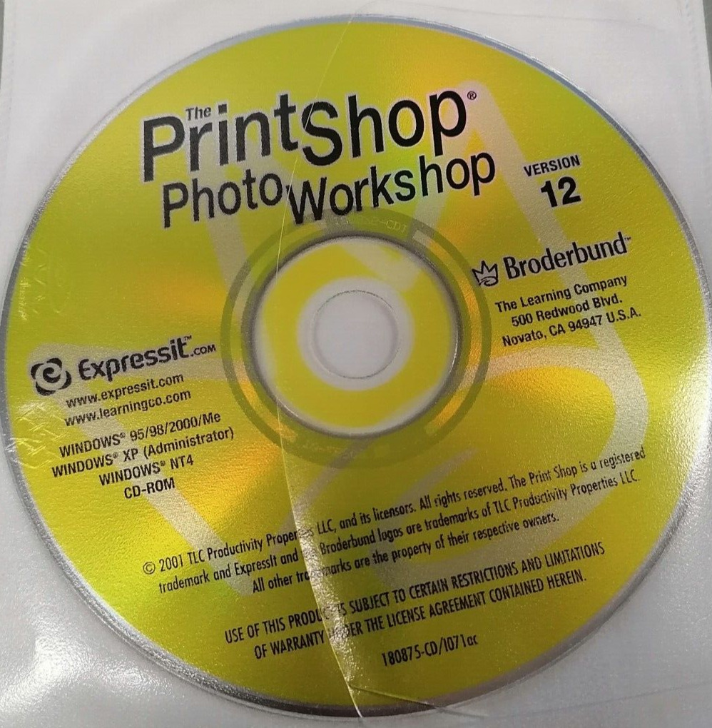 Vintage 2001 Broderbund The PrintShop Photo Workshop P/N: 180875-CD