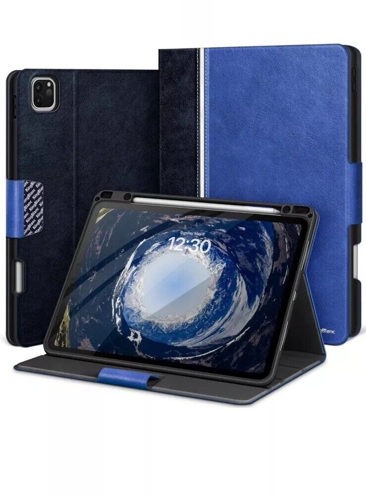 KingBlanc iPad Pro 12.9 Case 6th/5th/4th/3rd Generation With Pencil Holder Blue
