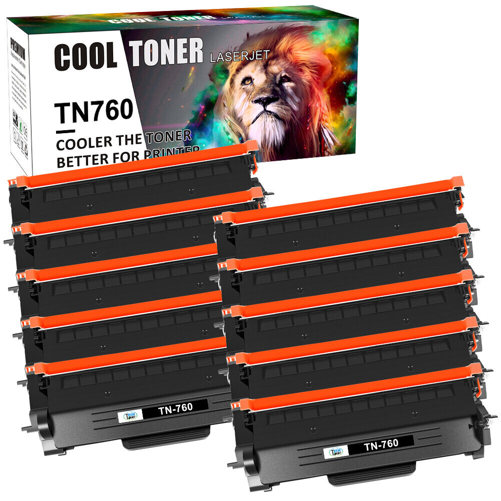 10PK TN-760 Compatible With Brother TN760 Toner Cartridge HL-L2395DW MFC-L2750DW
