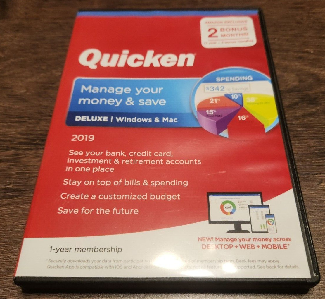 ** Quicken Deluxe 2019 Manage your money & save (Windows Mac) 1 Year **