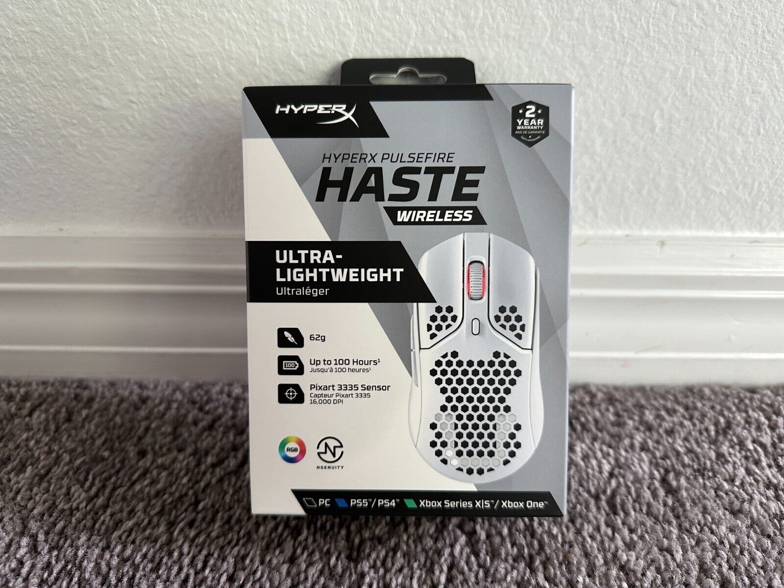 HyperX Pulsefire Haste Wireless Mouse Ultra-Lightweight White BRAND NEW